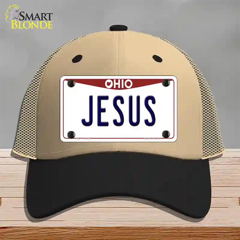 Jesus Ohio Novelty License Plate Hat Mesh / Khaki|Black