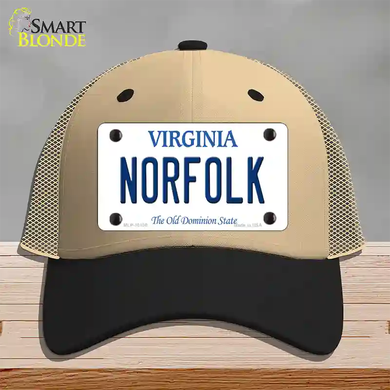 Norfolk Virginia Novelty License Plate Hat Mesh / Khaki|Black