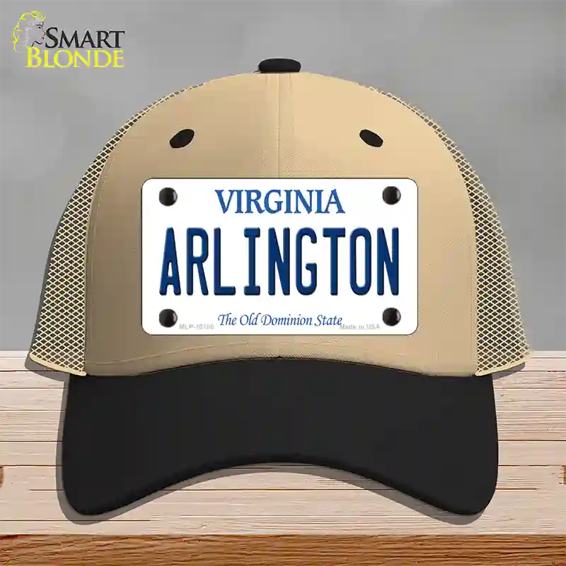 Arlington Virginia Novelty License Plate Hat Mesh / Khaki|Black