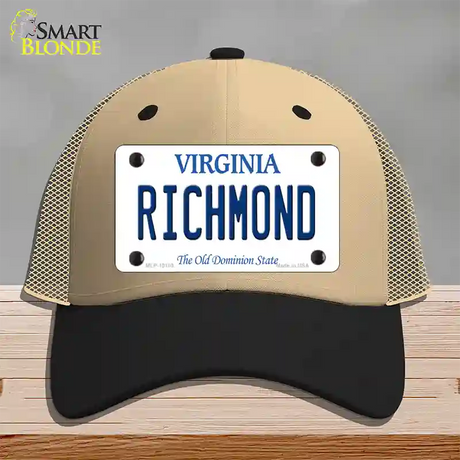 Richmond Virginia Novelty License Plate Hat Mesh / Khaki|Black