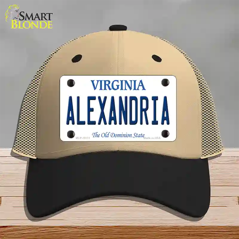 Alexandria Virginia Novelty License Plate Hat Mesh / Khaki|Black