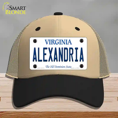 Alexandria Virginia Novelty License Plate Hat Mesh / Khaki|Black