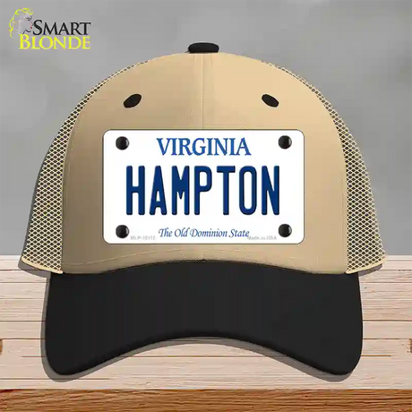 Hampton Virginia Novelty License Plate Hat Mesh / Khaki|Black