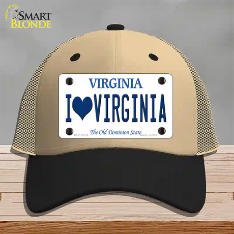 I Love Virginia Novelty License Plate Hat Mesh / Khaki|Black