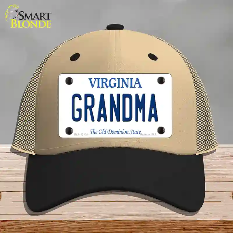 Grandma Virginia Novelty License Plate Hat Mesh / Khaki|Black