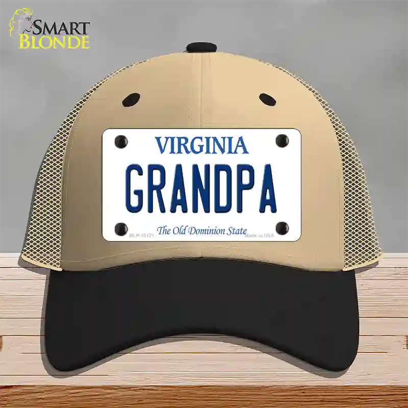 Grandpa Virginia Novelty License Plate Hat Mesh / Khaki|Black