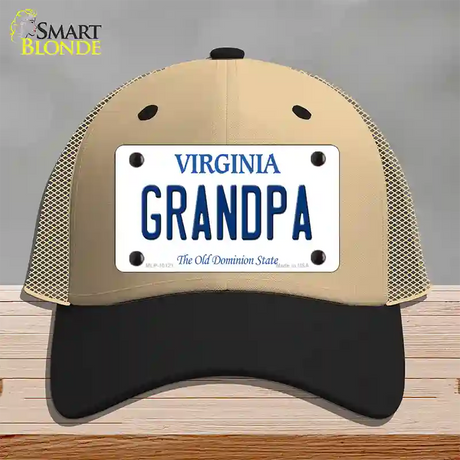 Grandpa Virginia Novelty License Plate Hat Mesh / Khaki|Black