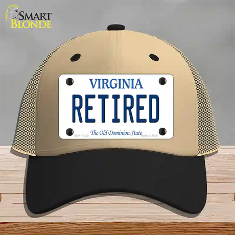 Retired Virginia Novelty License Plate Hat Mesh / Khaki|Black