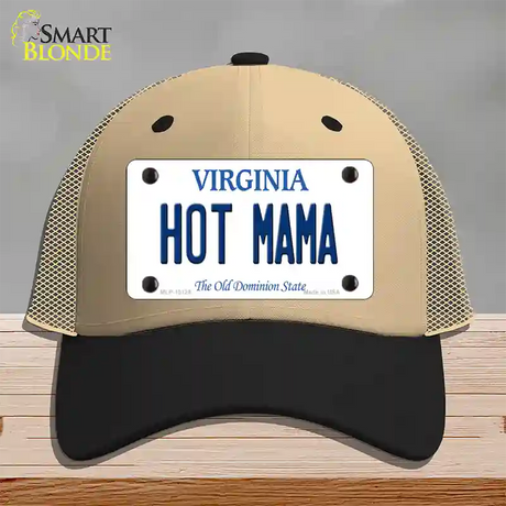 Hot Mama Virginia Novelty License Plate Hat Mesh / Khaki|Black