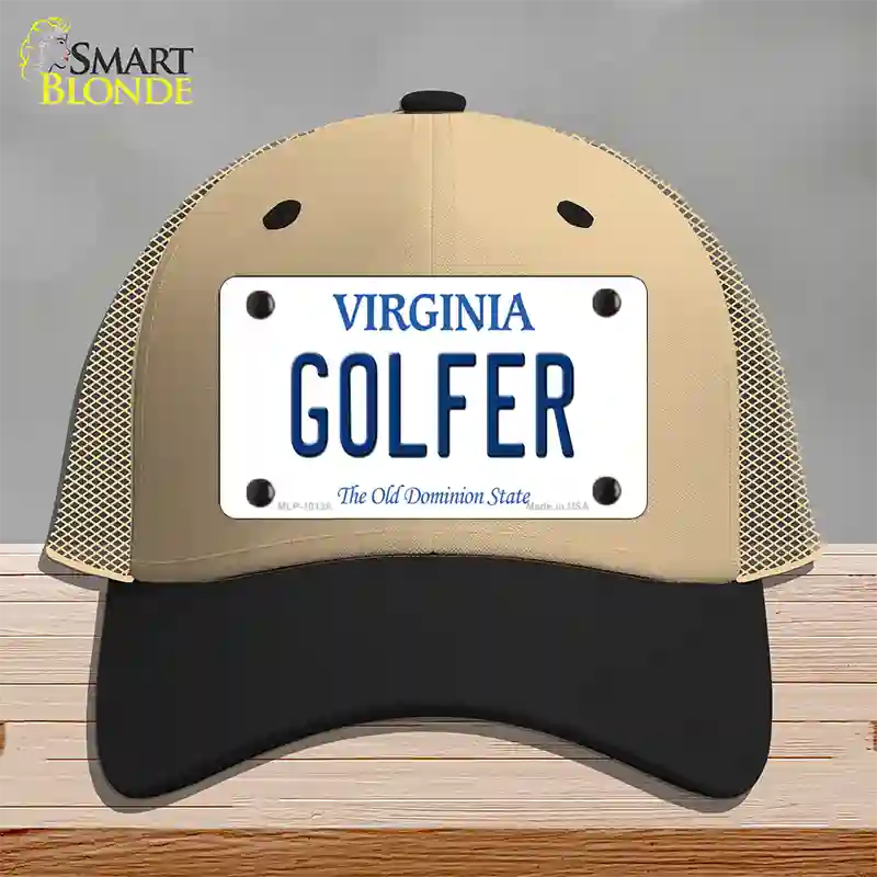 Golfer Virginia Novelty License Plate Hat Mesh / Khaki|Black