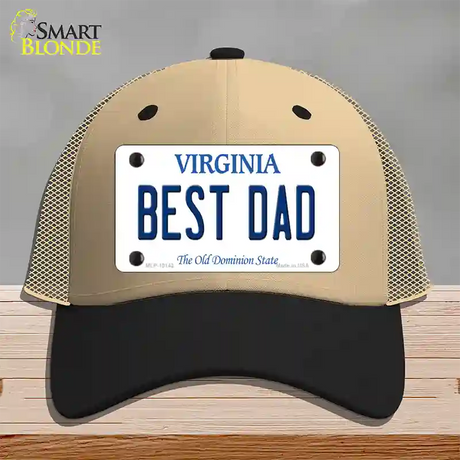 Best Dad Virginia Novelty License Plate Hat Mesh / Khaki|Black