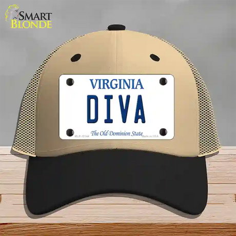 Diva Virginia Novelty License Plate Hat Mesh / Khaki|Black