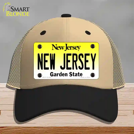 New Jersey Garden State Novelty License Plate Hat Mesh / Khaki|Black