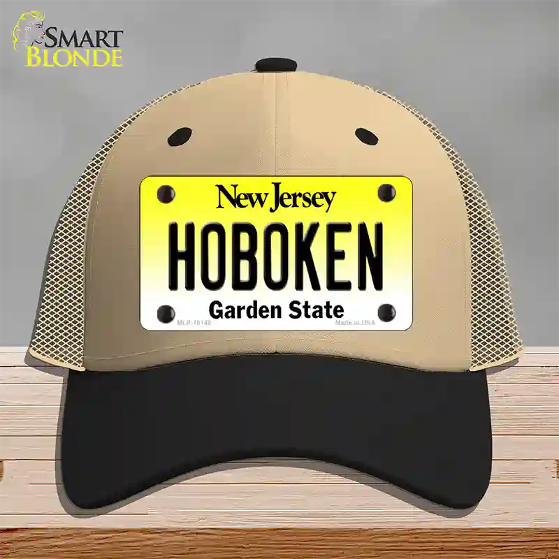 Hoboken New Jersey Novelty License Plate Hat Mesh / Khaki|Black