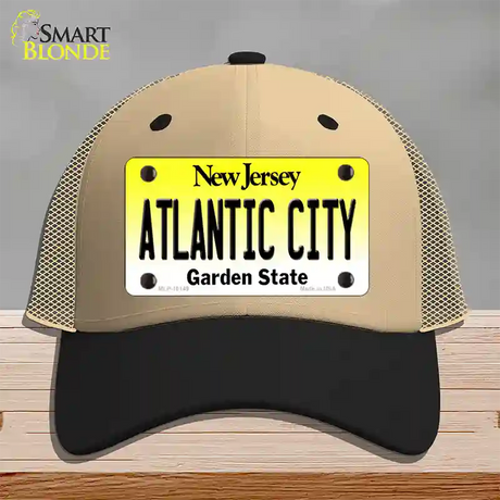 Atlantic City New Jersey Novelty License Plate Hat Mesh / Khaki|Black