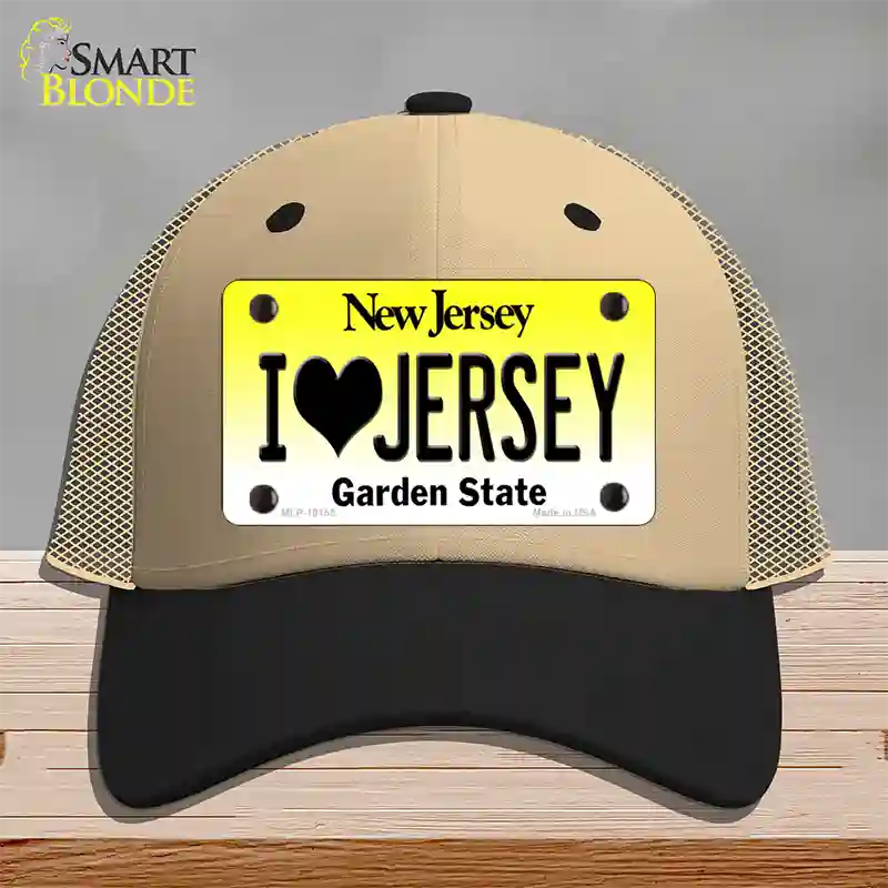 I Love Jersey New Jersey Novelty License Plate Hat Mesh / Khaki|Black