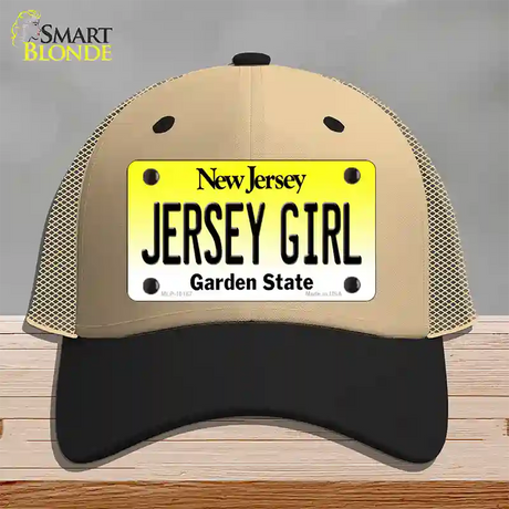 Jersey Girl New Jersey Novelty License Plate Hat Mesh / Khaki|Black