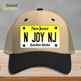 N Joy NJ New Jersey Novelty License Plate Hat Mesh / Khaki|Black