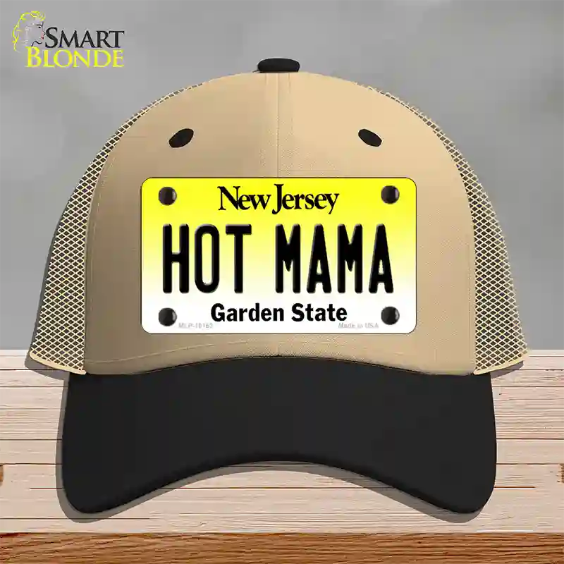 Hot Mama New Jersey Novelty License Plate Hat Mesh / Khaki|Black