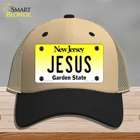 Jesus New Jersey Novelty License Plate Hat Mesh / Khaki|Black