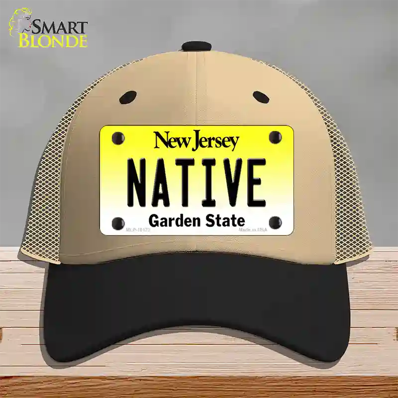 Native New Jersey Novelty License Plate Hat Mesh / Khaki|Black