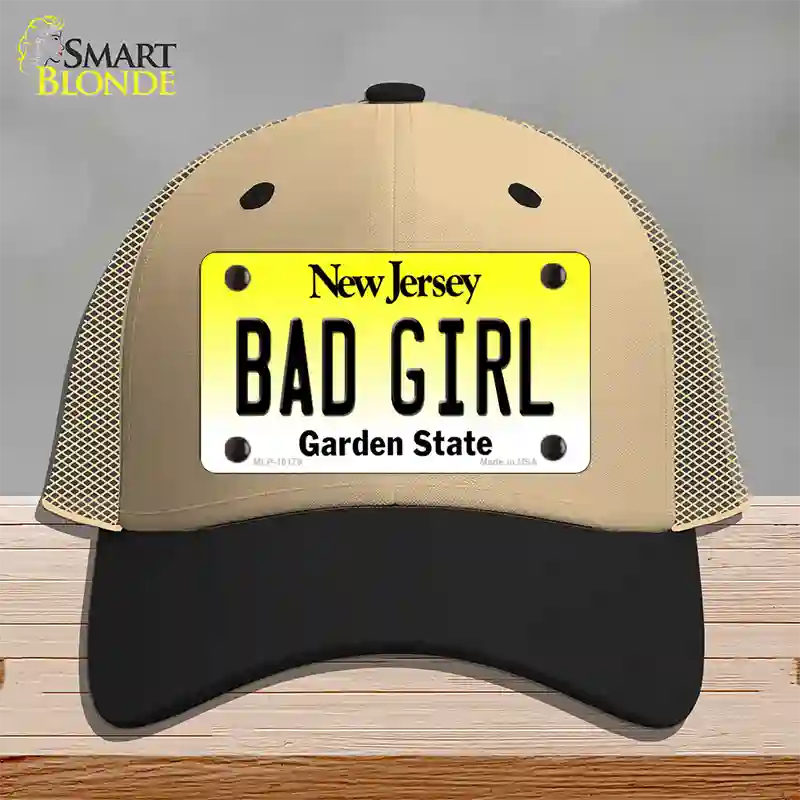 Bad Girl New Jersey Novelty License Plate Hat Mesh / Khaki|Black