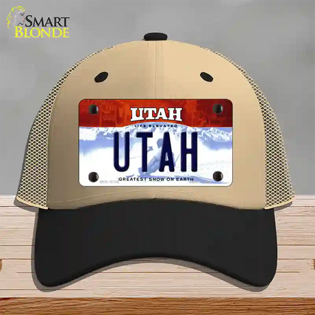 Utah Life Elevated Novelty License Plate Hat Mesh / Khaki|Black