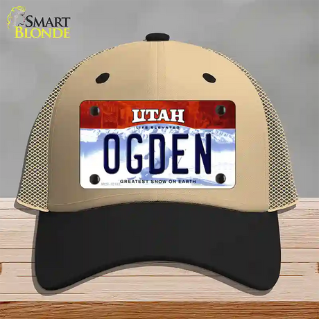 Ogden Utah Novelty License Plate Hat Mesh / Khaki|Black