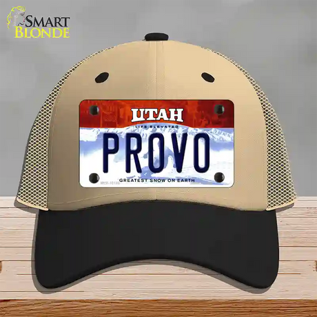 Provo Utah Novelty License Plate Hat Mesh / Khaki|Black