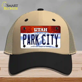 Park City Utah Novelty License Plate Hat Mesh / Khaki|Black