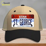 St George Utah Novelty License Plate Hat Mesh / Khaki|Black