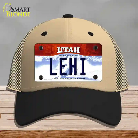 Lehi Utah Novelty License Plate Hat Mesh / Khaki|Black