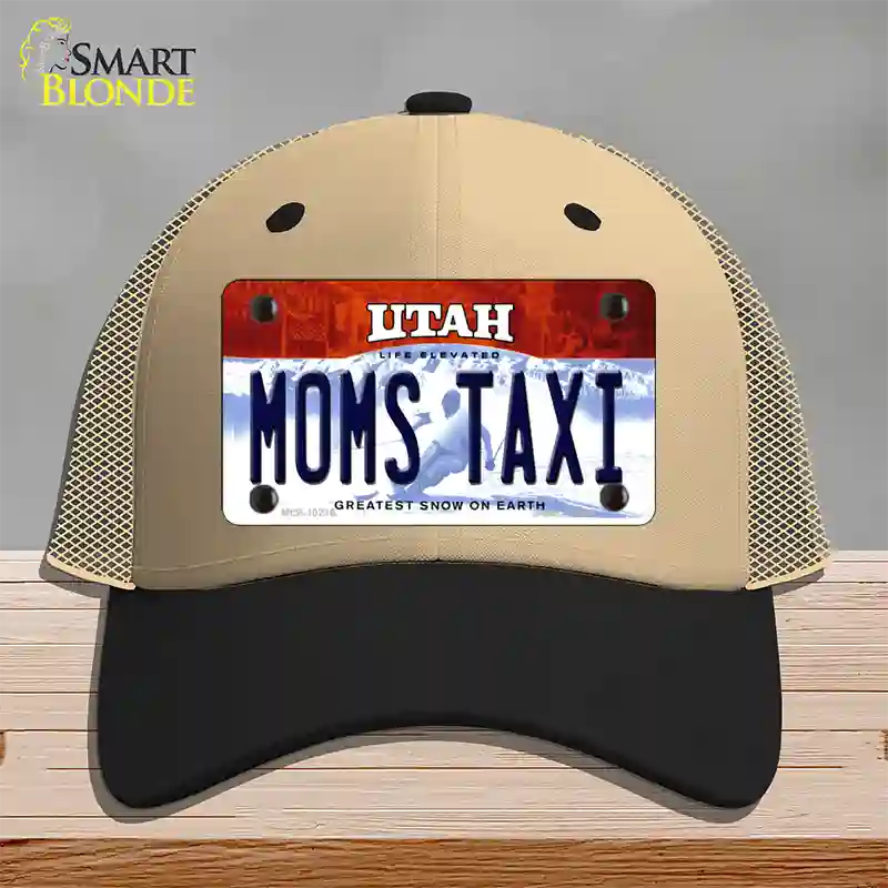 Moms Taxi Utah Novelty License Plate Hat Mesh / Khaki|Black