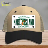 Marco Island Florida Novelty License Plate Hat Mesh / Khaki|Black