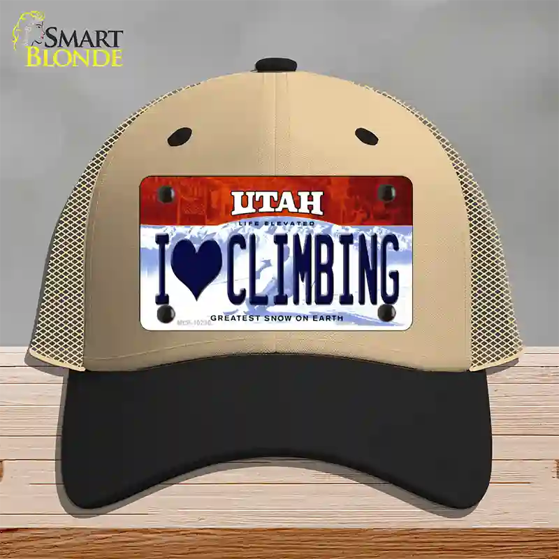 I Love Climbing Utah Novelty License Plate Hat Mesh / Khaki|Black