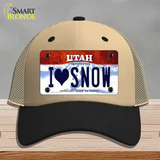 I Love Snow Utah Novelty License Plate Hat Mesh / Khaki|Black