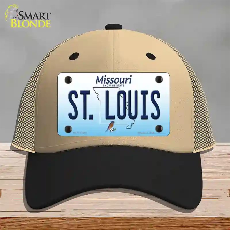 St Louis Missouri Novelty License Plate Hat Mesh / Khaki|Black