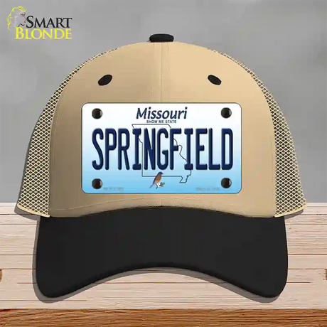 Springfield Missouri Novelty License Plate Hat Mesh / Khaki|Black