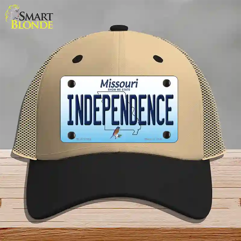 Independence Missouri Novelty License Plate Hat Mesh / Khaki|Black