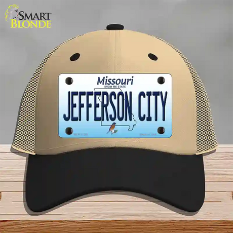 Jefferson City Missouri Novelty License Plate Hat Mesh / Khaki|Black