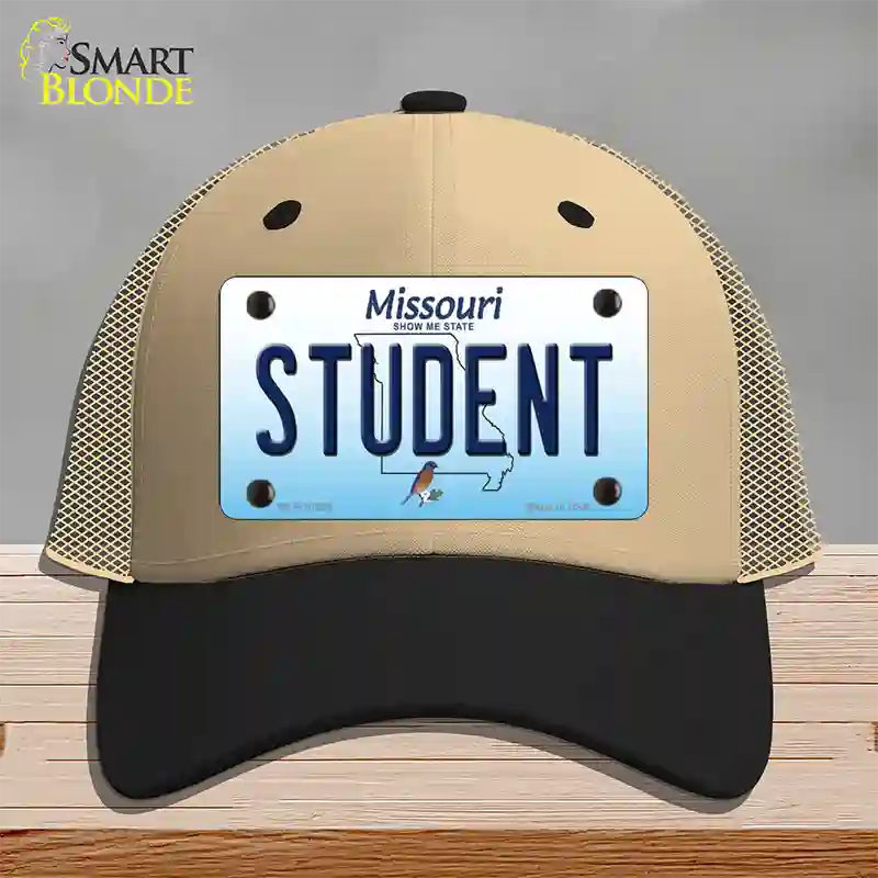 Student Missouri Novelty License Plate Hat Mesh / Khaki|Black