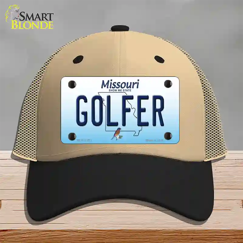 Golfer Missouri Novelty License Plate Hat Mesh / Khaki|Black