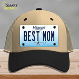 Best Mom Missouri Novelty License Plate Hat Mesh / Khaki|Black