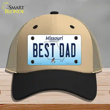 Best Dad Missouri Novelty License Plate Hat Mesh / Khaki|Black