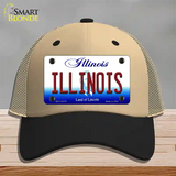 Illinois Land of Lincoln Novelty License Plate Hat Mesh / Khaki|Black