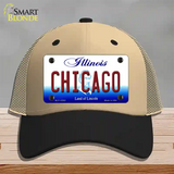 Chicago Illinois Novelty License Plate Hat Mesh / Khaki|Black