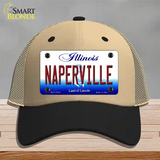 Naperville Illinois Novelty License Plate Hat Mesh / Khaki|Black