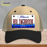 Bolingbrook Illinois Novelty License Plate Hat Mesh / Khaki|Black