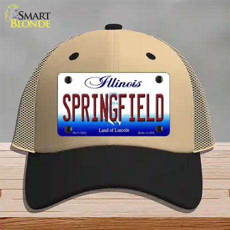 Springfield Illinois Novelty License Plate Hat Mesh / Khaki|Black