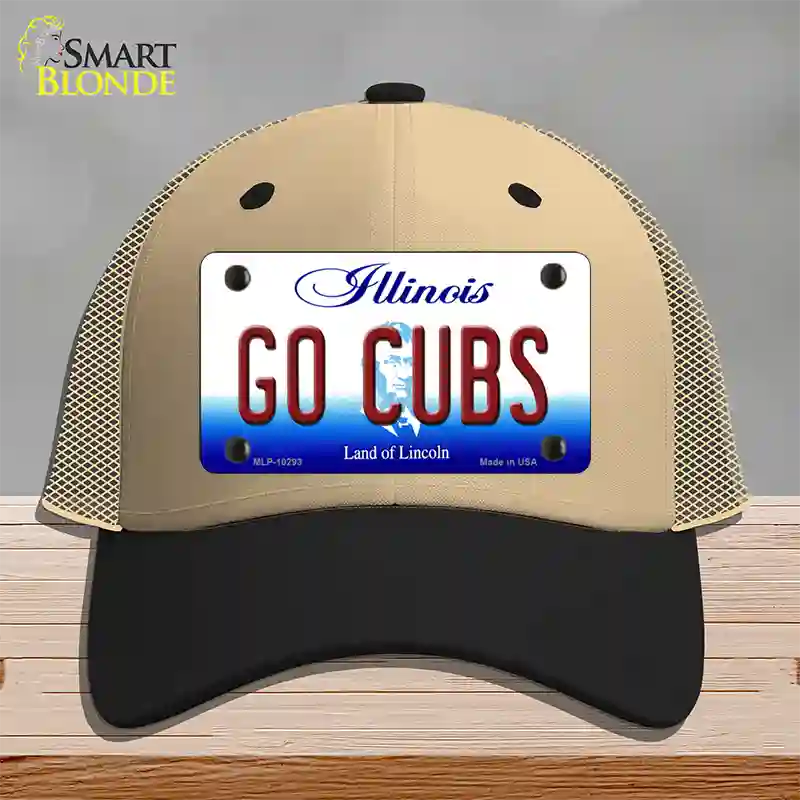 Go Cubs Illinois Novelty License Plate Hat Mesh / Khaki|Black